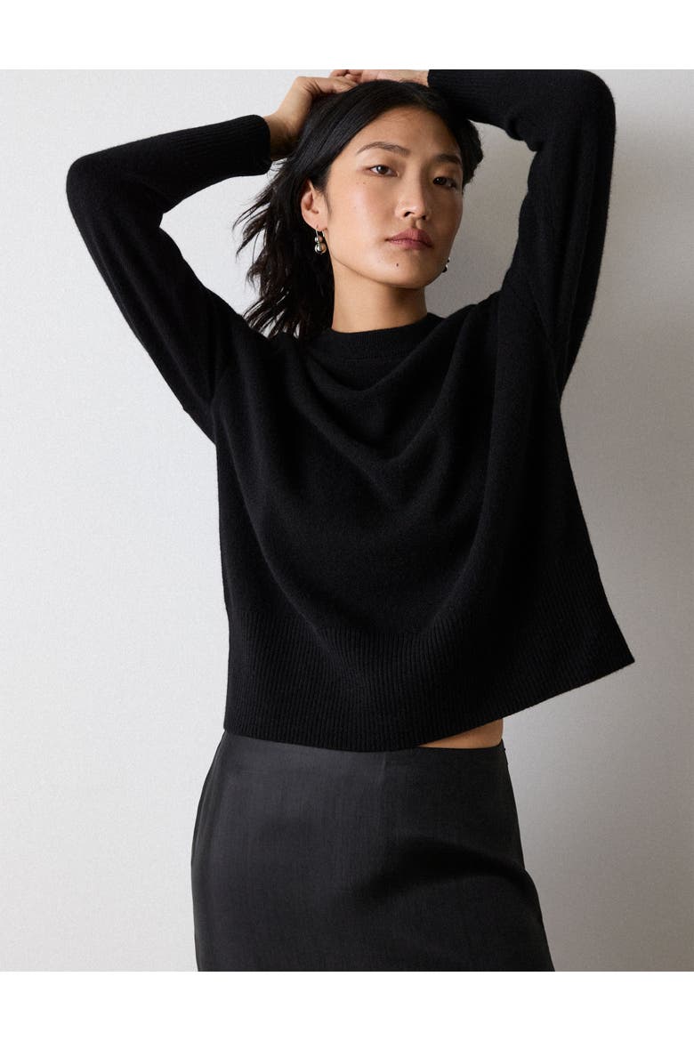 100% Cashmere Seam Crew Neck Sweater, Main, color, Black