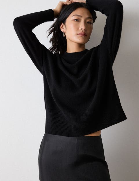 100% Cashmere Seam Crew Neck Sweater