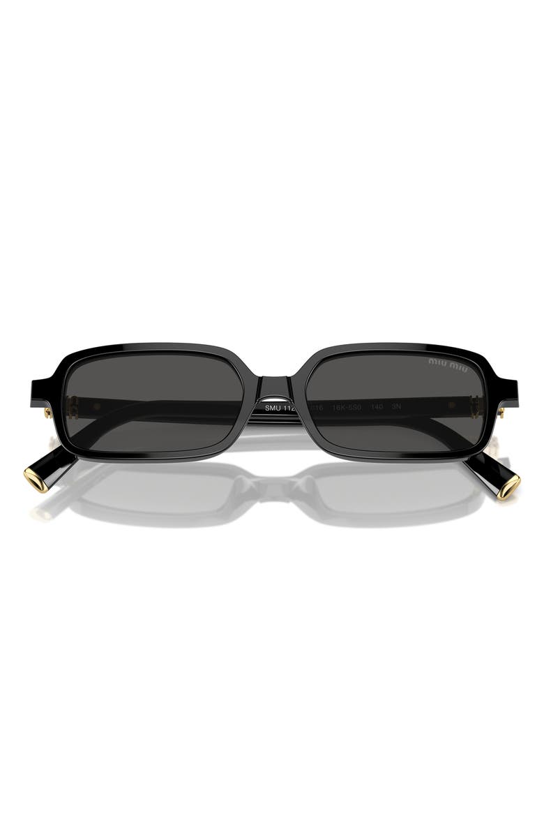 Miu Miu 51mm Rectangular Sunglasses, Main, color, Black / Dark Grey