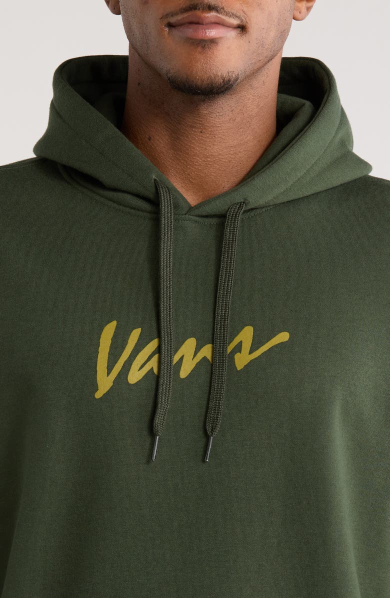 Vans Scripted Logo Cotton Blend Hoodie, Alternate, color, Dried Kelp