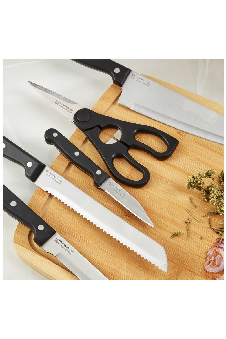 Dina Pica 7-Piece Knife Block, Alternate, color, BLACK