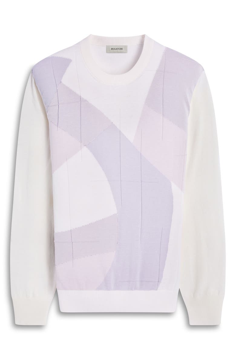 Bugatchi Abstract Cotton & Silk Crewneck Sweater, Alternate, color, Chalk