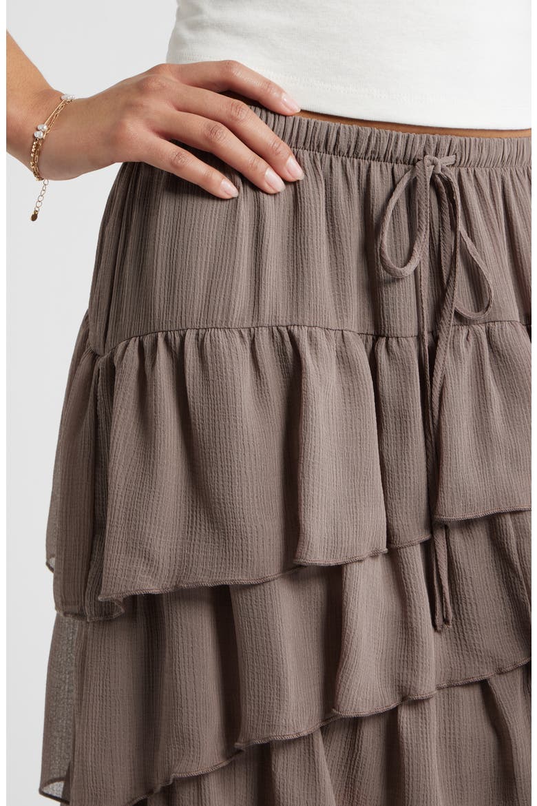 Tiered High-Low Maxi Skirt, Alternate, color, BROWN QUARTZ