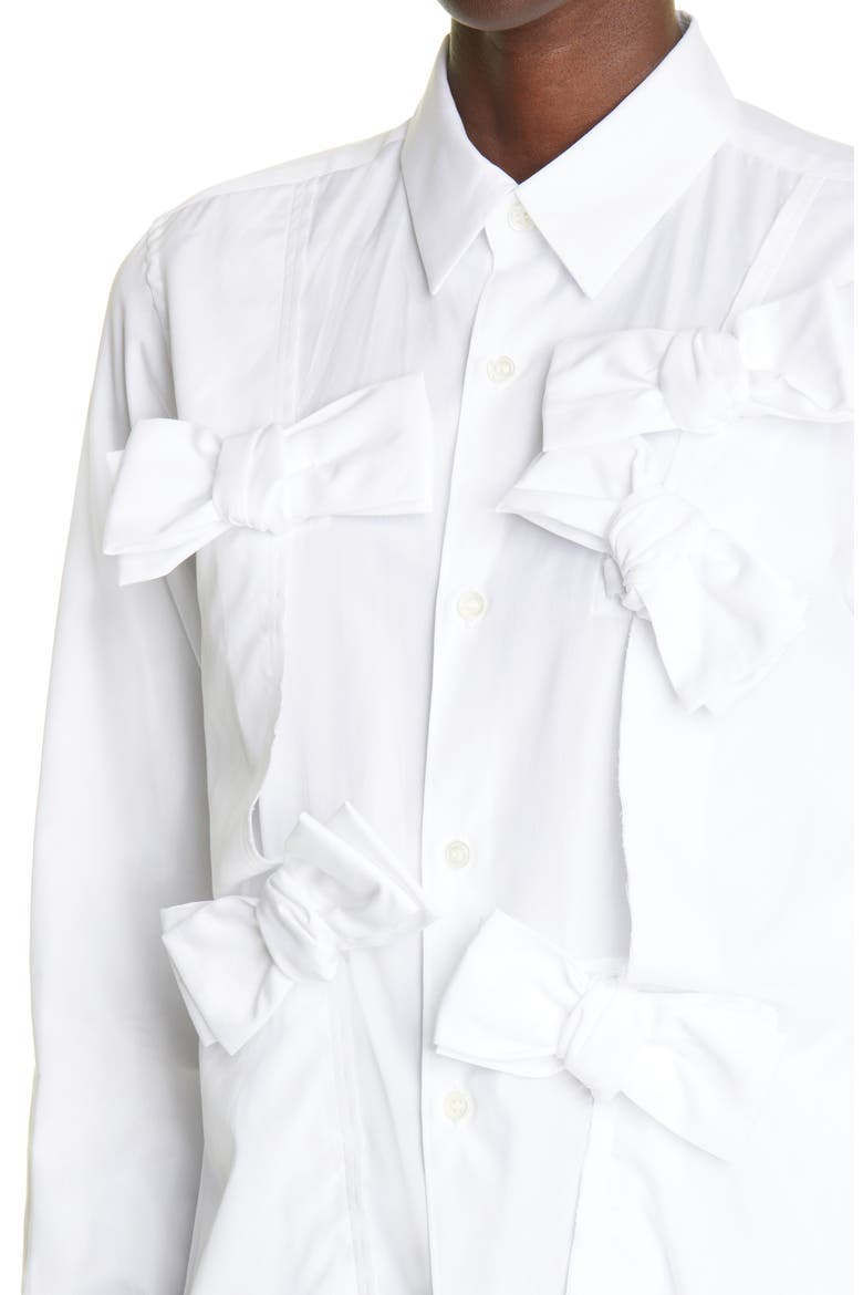 Bow Cotton Broadcloth Button-Up Shirt, Alternate, color, WHITE