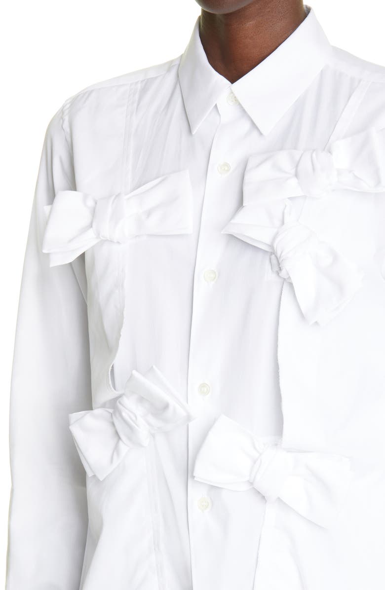 Comme des Garçons Bow Cotton Broadcloth Button-Up Shirt, Alternate, color,