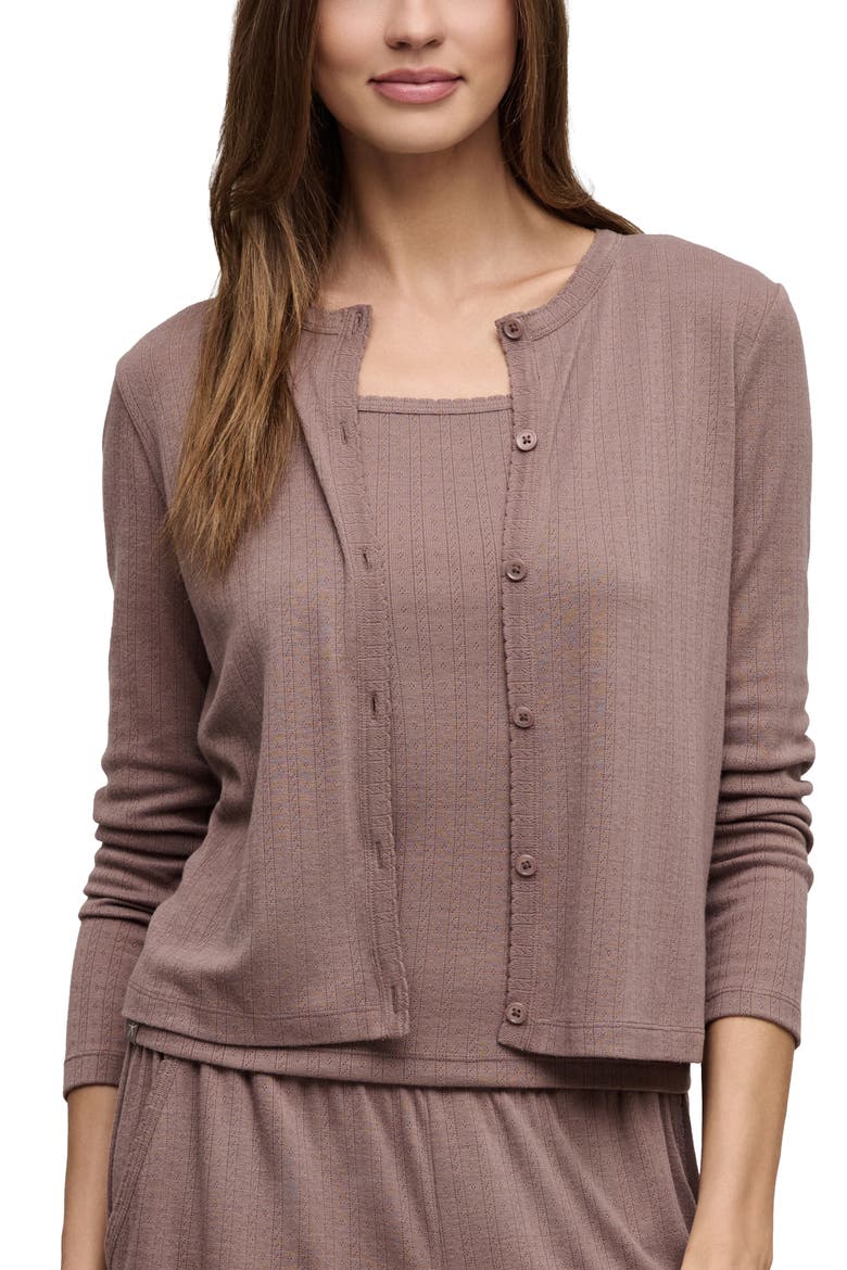 Scalloped Pointelle Cardigan, Main, color, SABLE