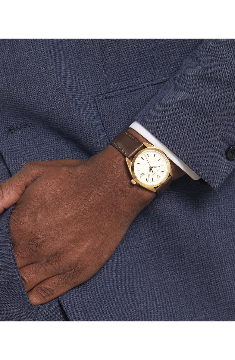 Movado Heritage Datron Leather Strap Watch, 39mm, Alternate, color,