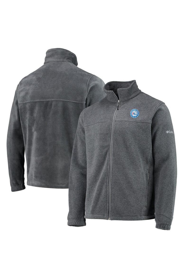 Men's Columbia Philadelphia 76ers Heathered Charcoal Flanker Full-Zip Jacket, Main, color, Heather Charcoal