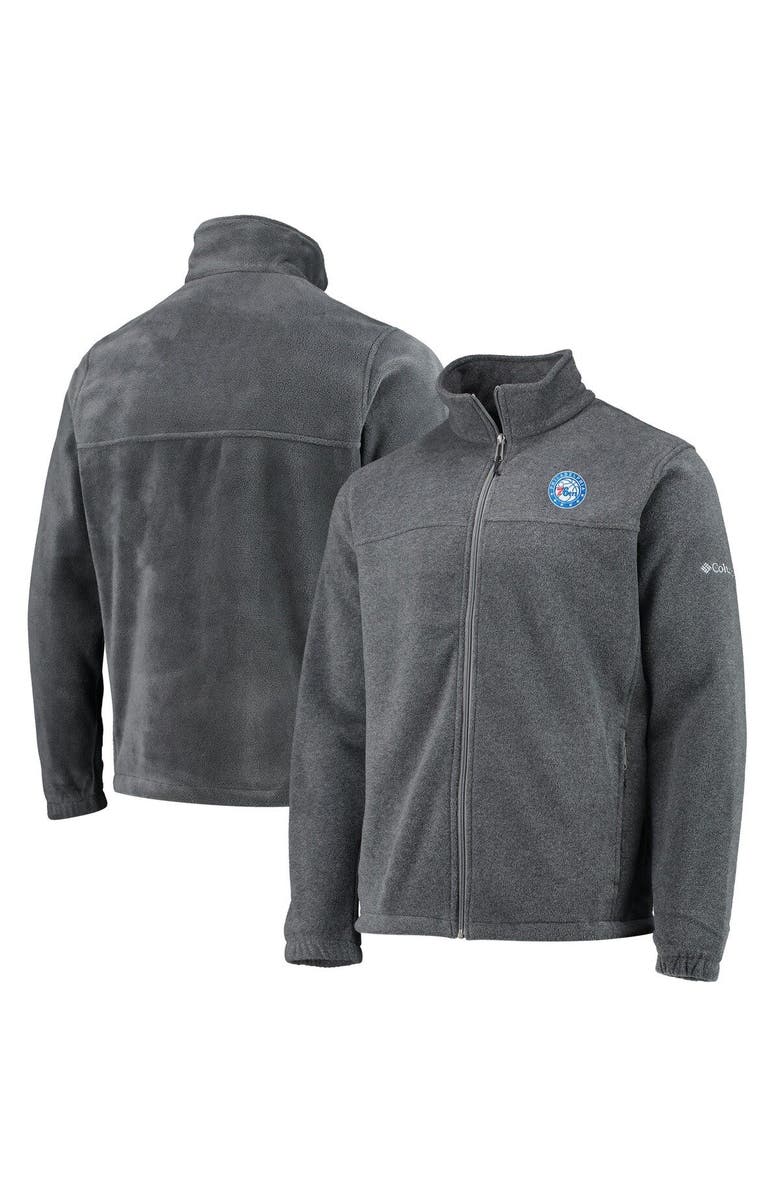 Columbia Men's Columbia Philadelphia 76ers Heathered Charcoal Flanker Full-Zip Jacket, Main, color, Heather Charcoal
