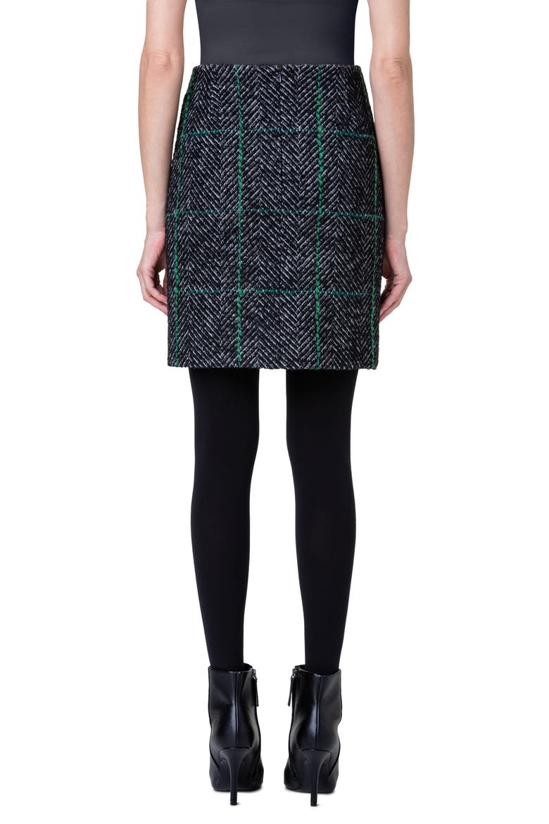 Windowpane Check Herringbone Pencil Skirt, Alternate, color, 095 BLACK-SLATE