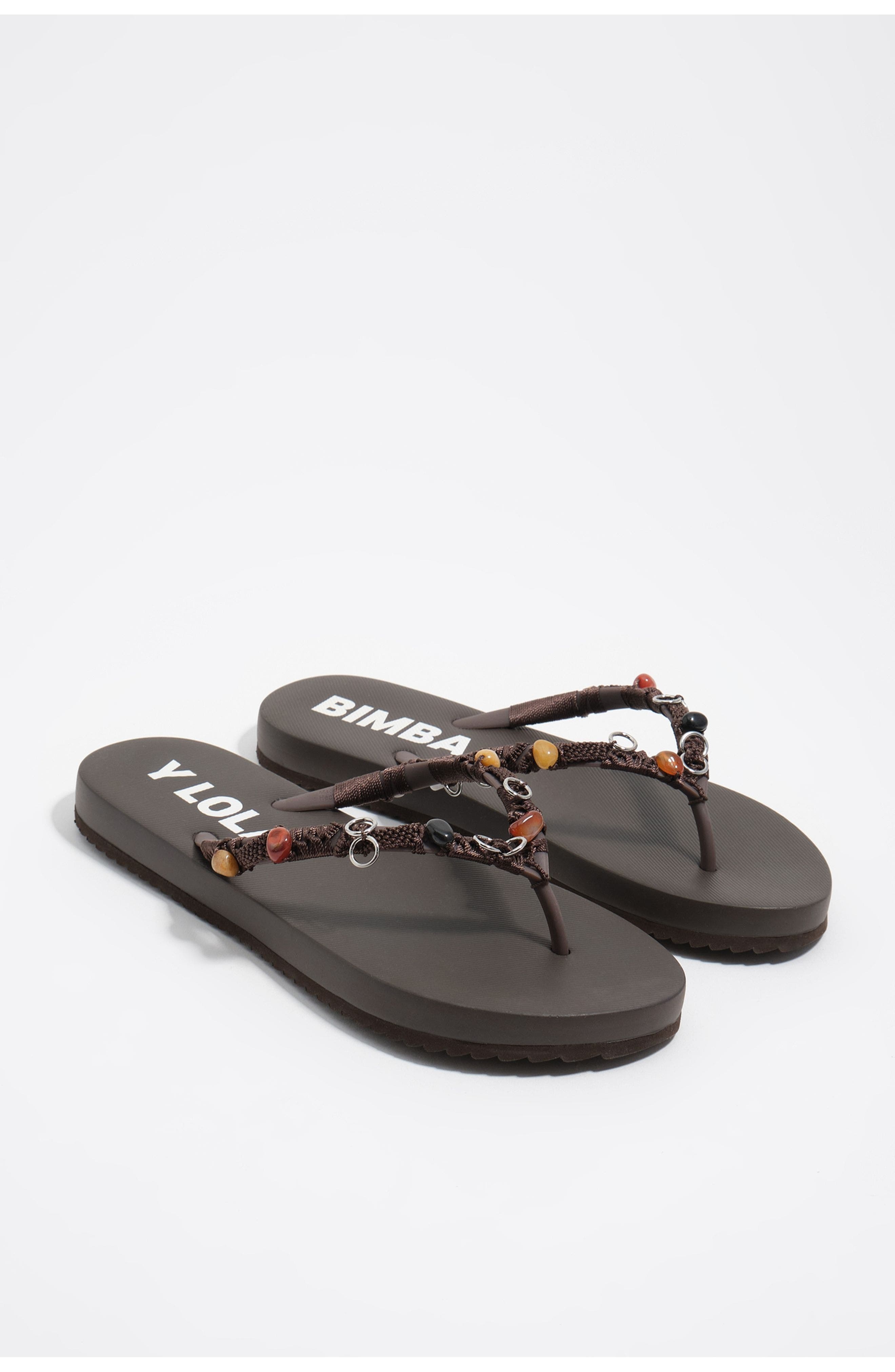 Bimba y Lola Embellished Flip-Flop Sandal, Alternate, color, Dark Brown