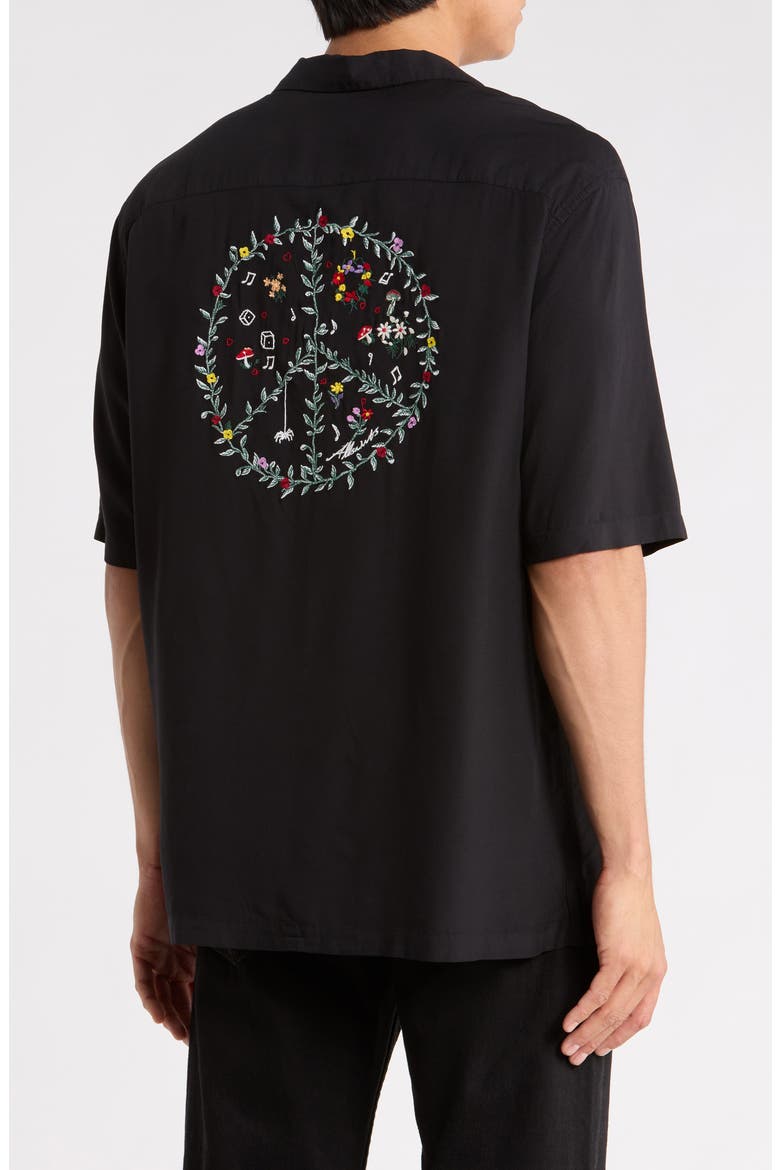 Funghi Camp Shirt, Alternate, color, JET BLACK