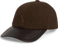 Ruslan Baginskiy Hand Embroidered Wool Blend & Faux Leather Adjustable Baseball Cap