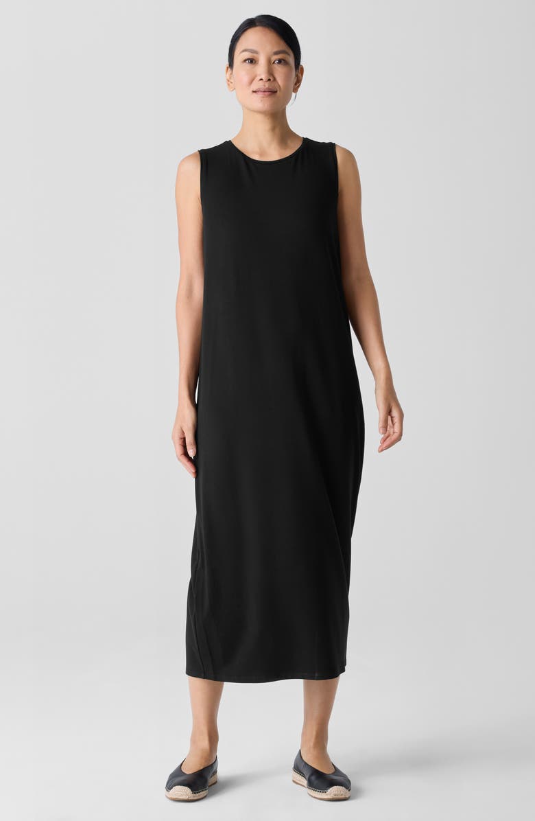 Eileen Fisher Jersey Shift Midi Dress, Alternate, color, Black