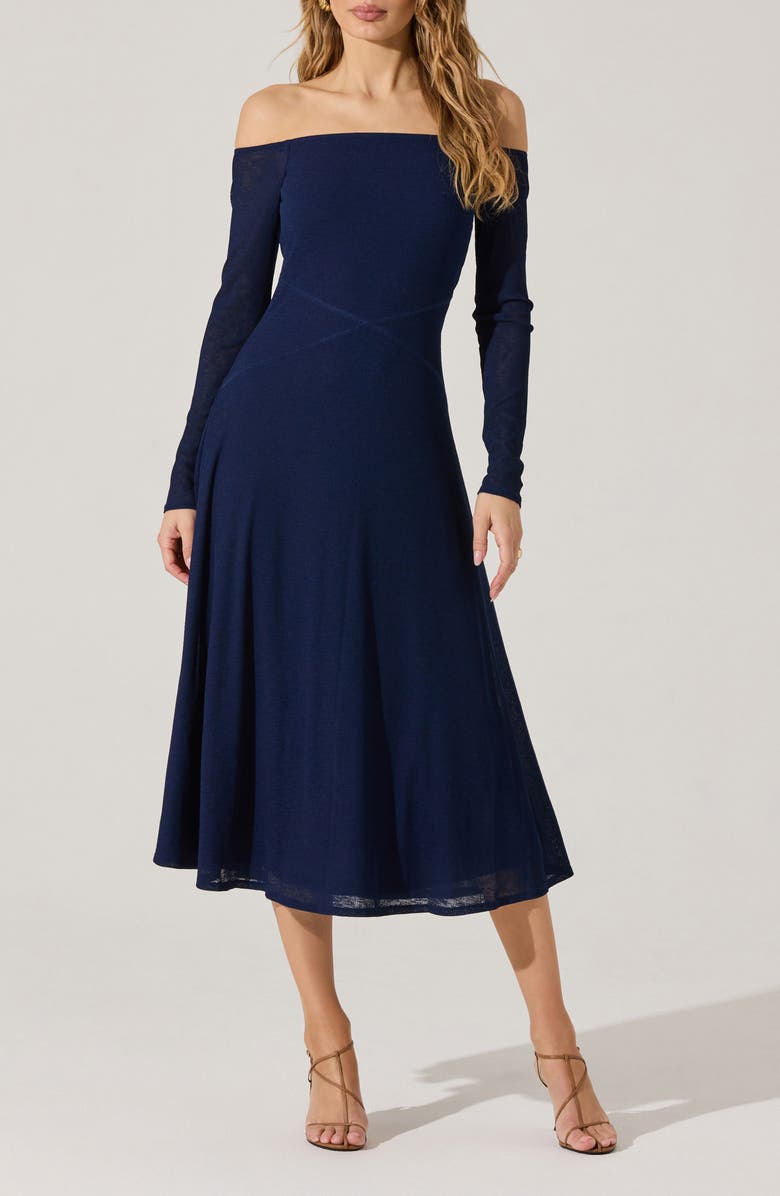 ASTR the Label Off the Shoulder Long Sleeve Knit Dress, Main, color,