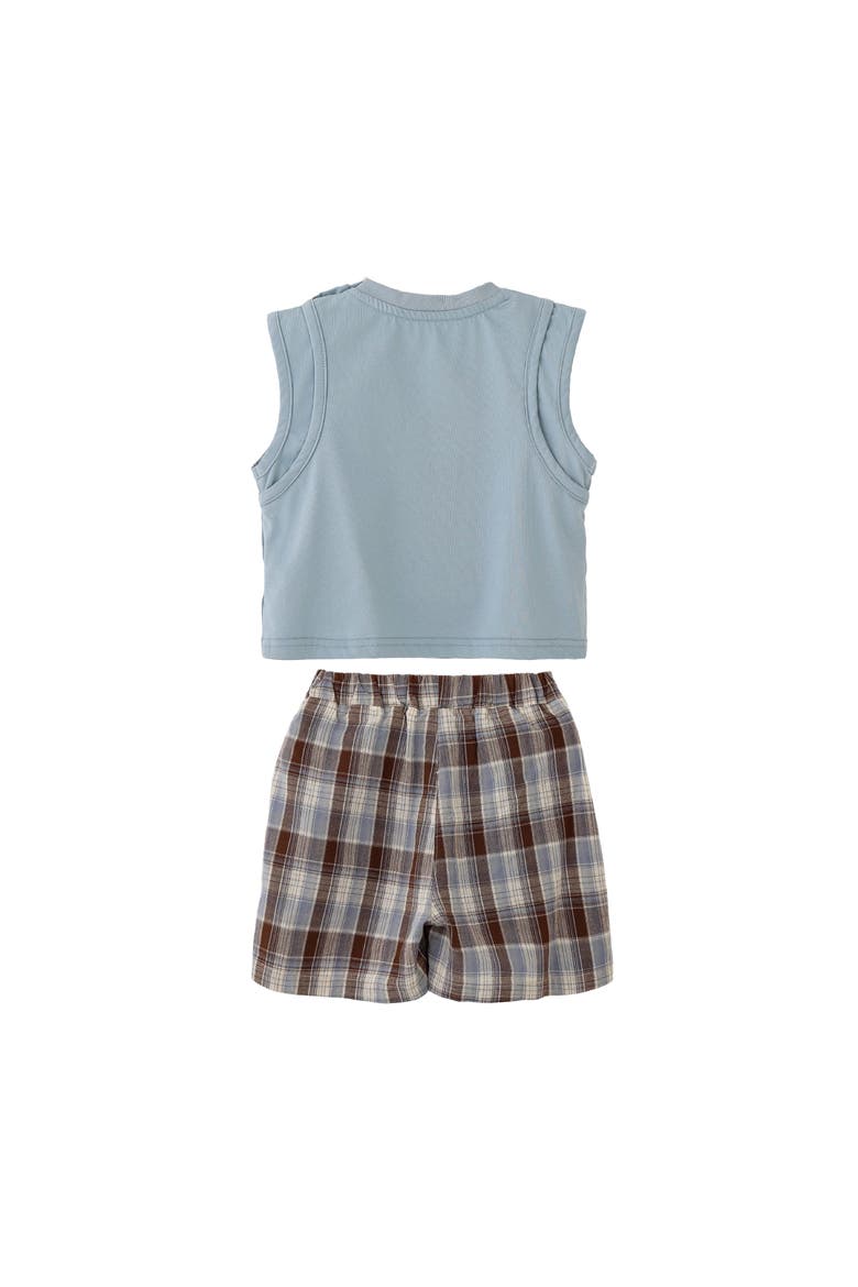 Fish Plaid Set, Alternate, color, Blue
