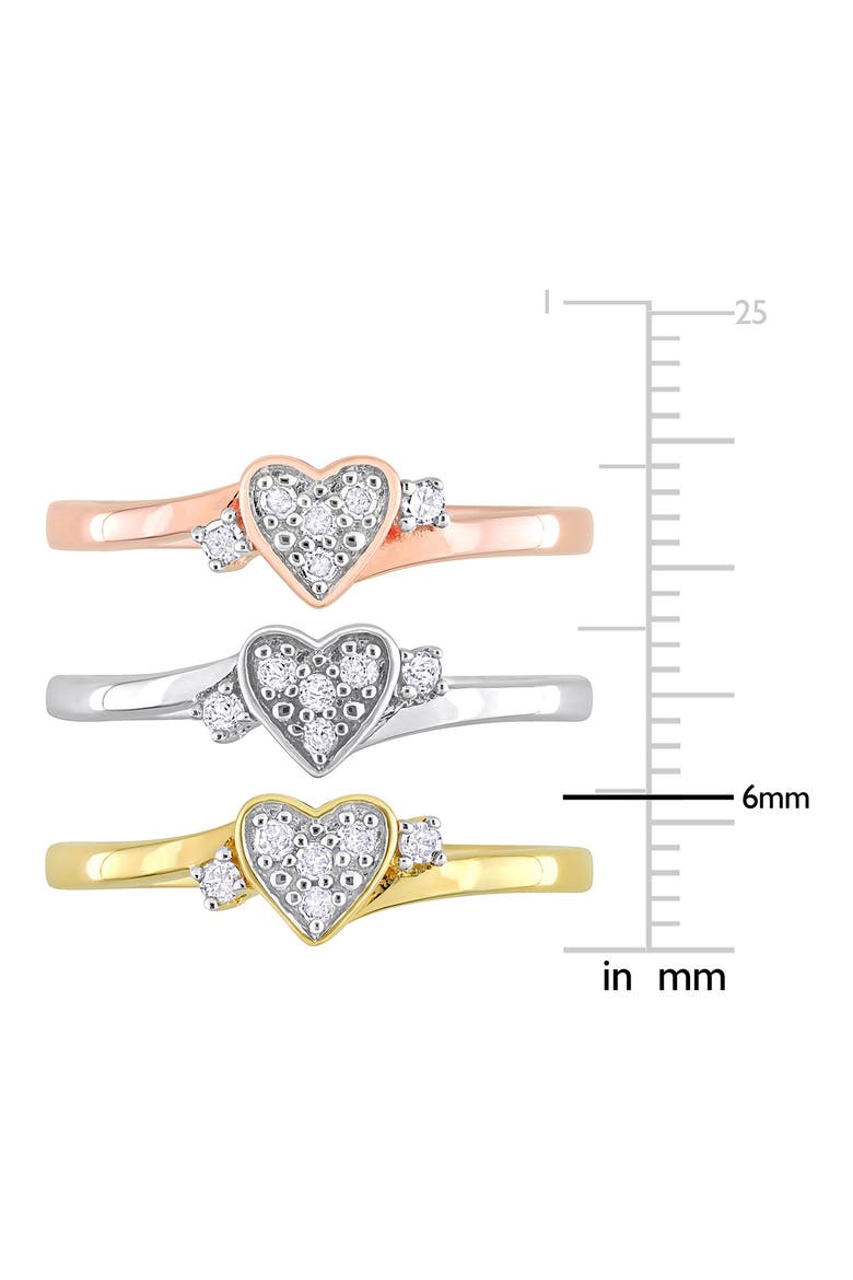 Set Of 3 Diamond Heart Rings - 0.3ct., Alternate, color, MULTI