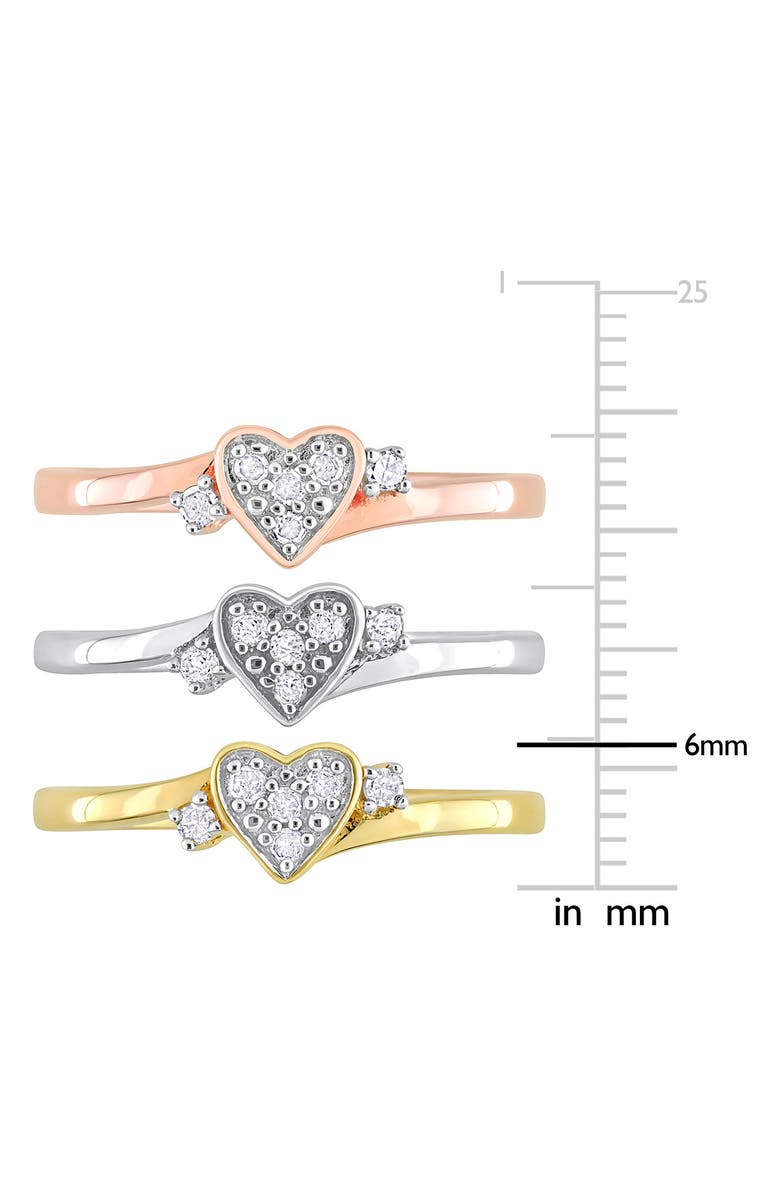 DELMAR Set Of 3 Diamond Heart Rings - 0.3ct., Alternate, color, Multi
