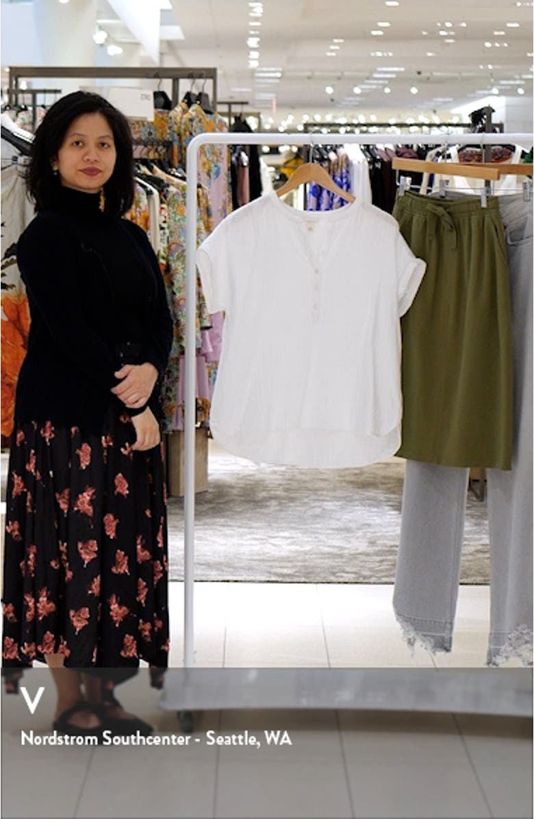 Cotton Gauze Henley Top, sales video thumbnail