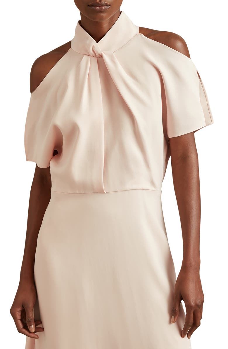 Reiss Andressa Cold Shoulder Midi Dress, Alternate, color, Beige