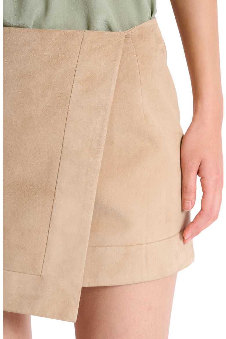 Suede wrap skirt, Alternate, color, beige