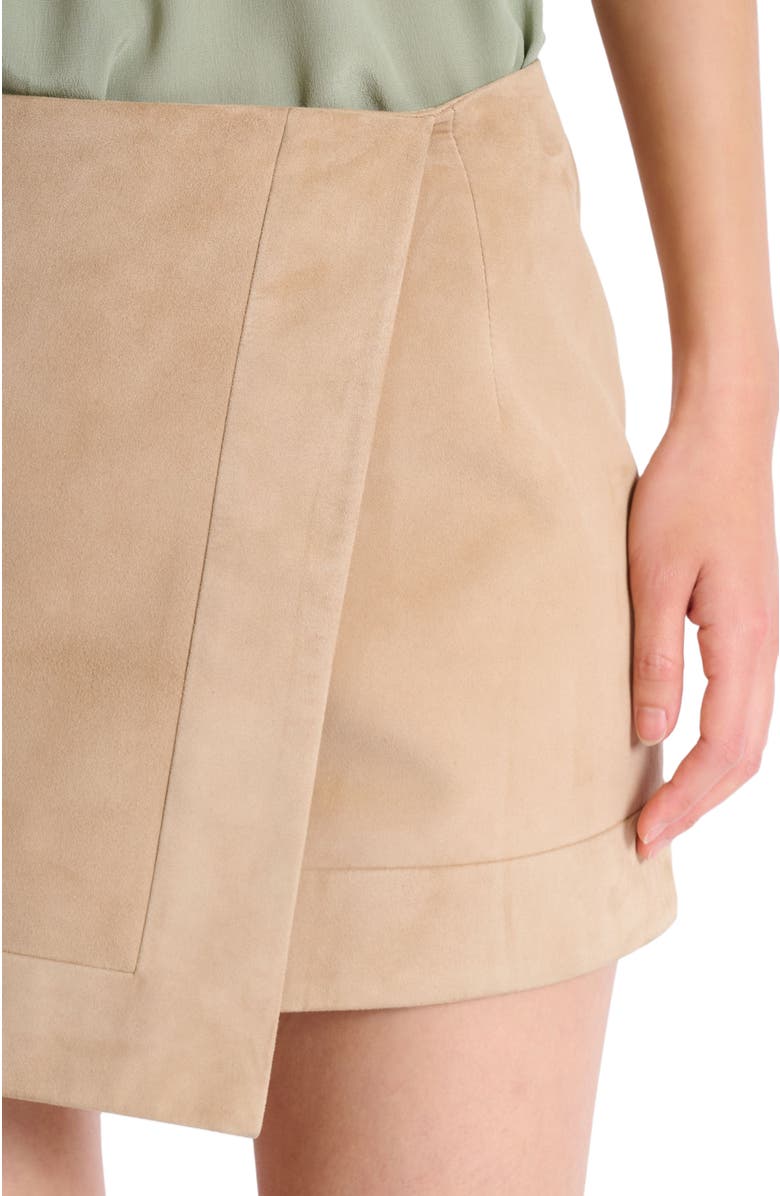 Balmain Suede wrap skirt, Alternate, color, Beige