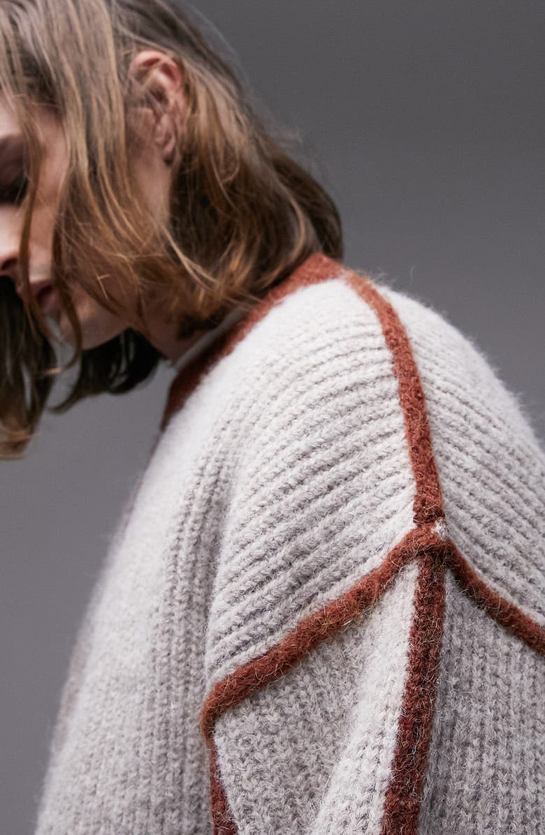 Topman Contrast Seam Sweater, Alternate, color,