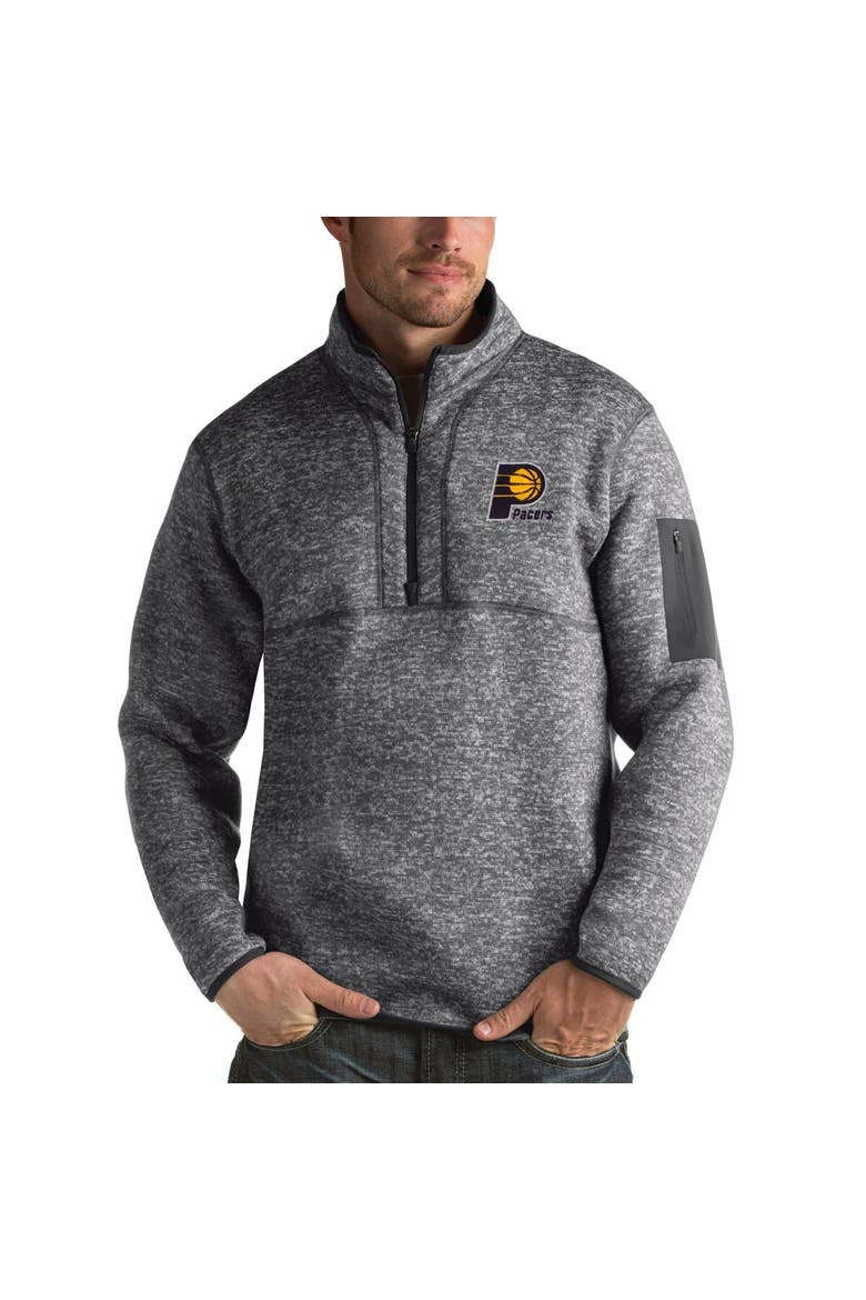 Men's Antigua Heather Black Indiana Pacers Fortune Half-Zip Jacket, Main, color, Heather Black