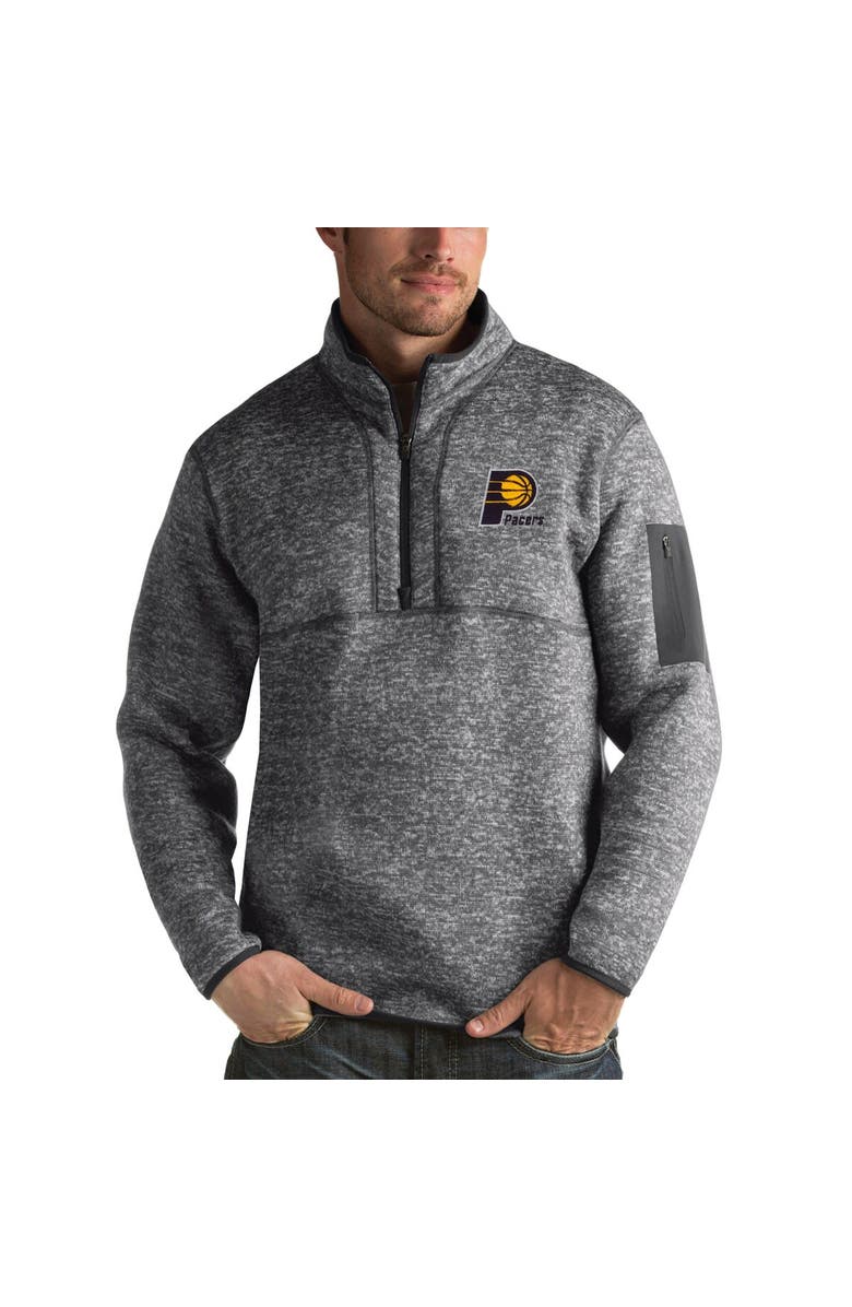 ANTIGUA Men's Antigua Heather Black Indiana Pacers Fortune Half-Zip Jacket, Main, color, Heather Black
