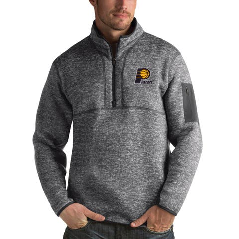 Men's Antigua Heather Black Indiana Pacers Fortune Half-Zip Jacket