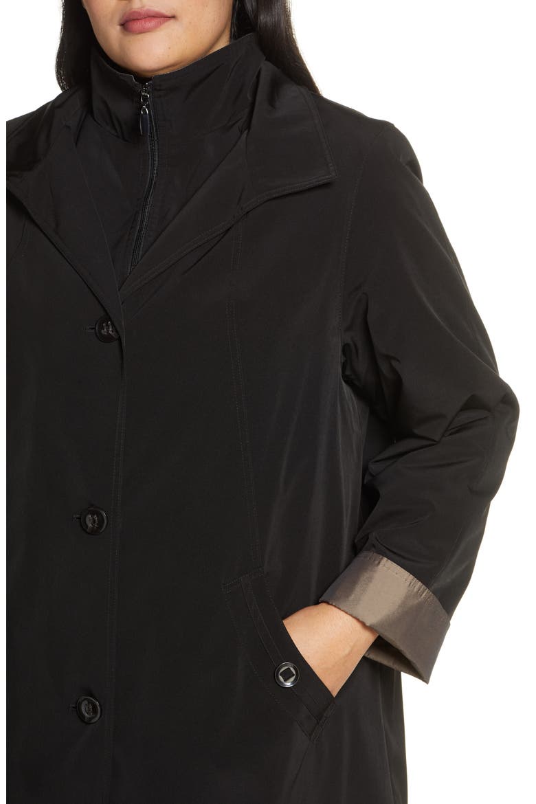 Hooded Raincoat with Liner, Alternate, color, BLACK