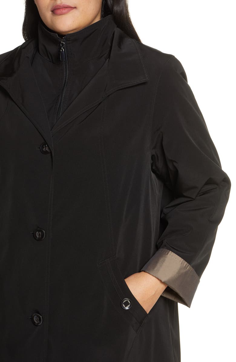 Gallery Hooded Raincoat with Liner, Alternate, color, Black