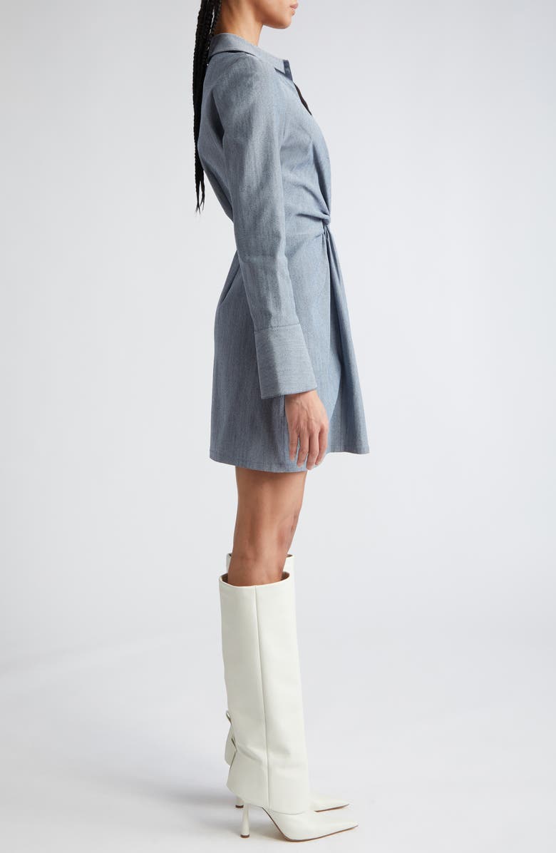 Cinq à Sept McKenna Twist Front Long Sleeve Denim Minidress, Alternate, color, 