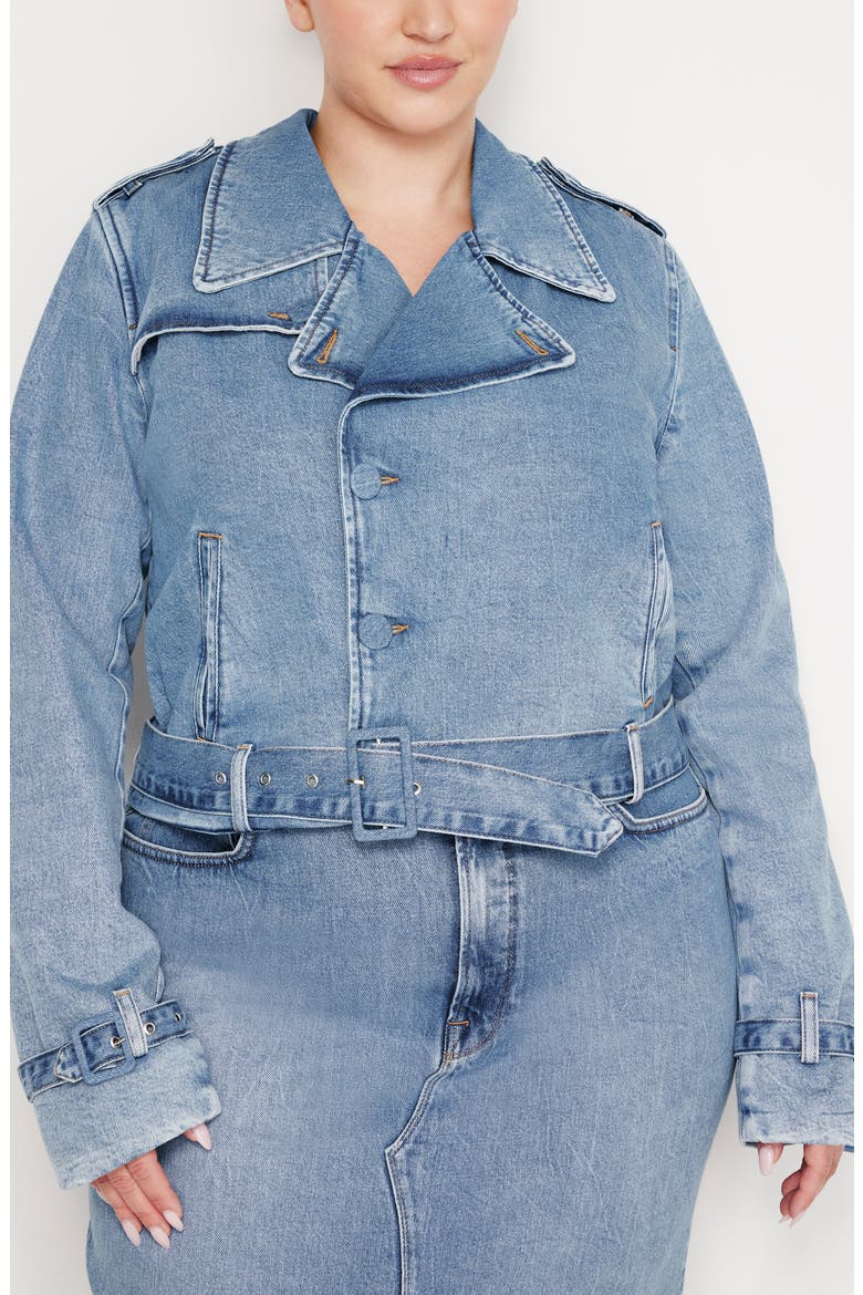 Belted Crop Denim Jacket, Alternate, color, INDIGO599