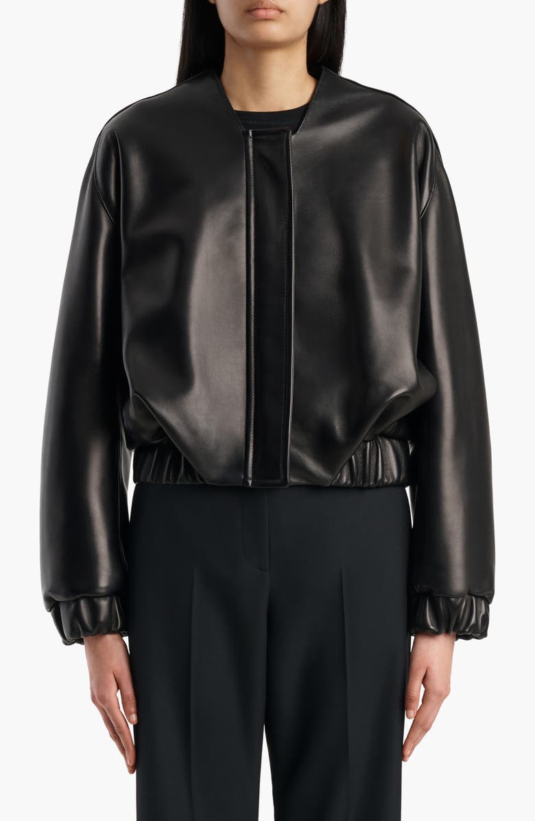 Khaite Cordan Lambskin Leather Jacket, Main, color, Black