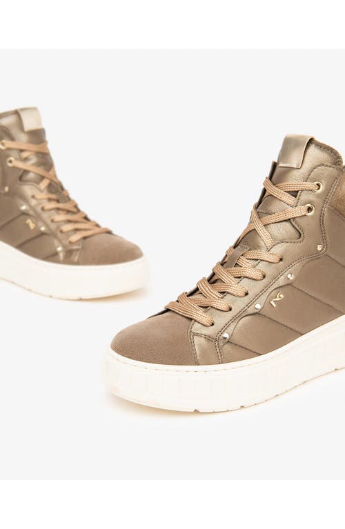 Nerogiardini Quilted High Top Sneaker In Brown