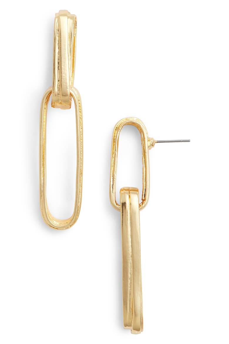 Angelique Link Drop Earrings, Main, color, GOLD