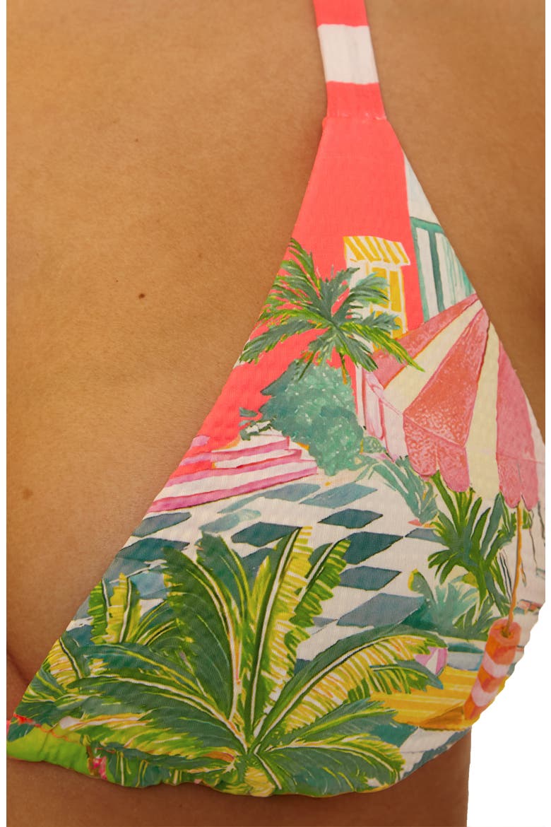 Miami Beach Reversible Triangle Bikini Top, Alternate, color, CORAL MULTI