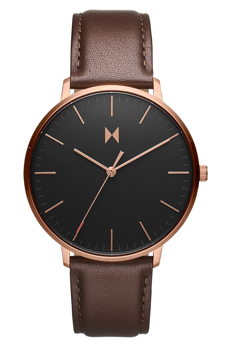 Legacy Slim Leather Strap Watch, 42mm, Main, color, BLACK/ BROWN