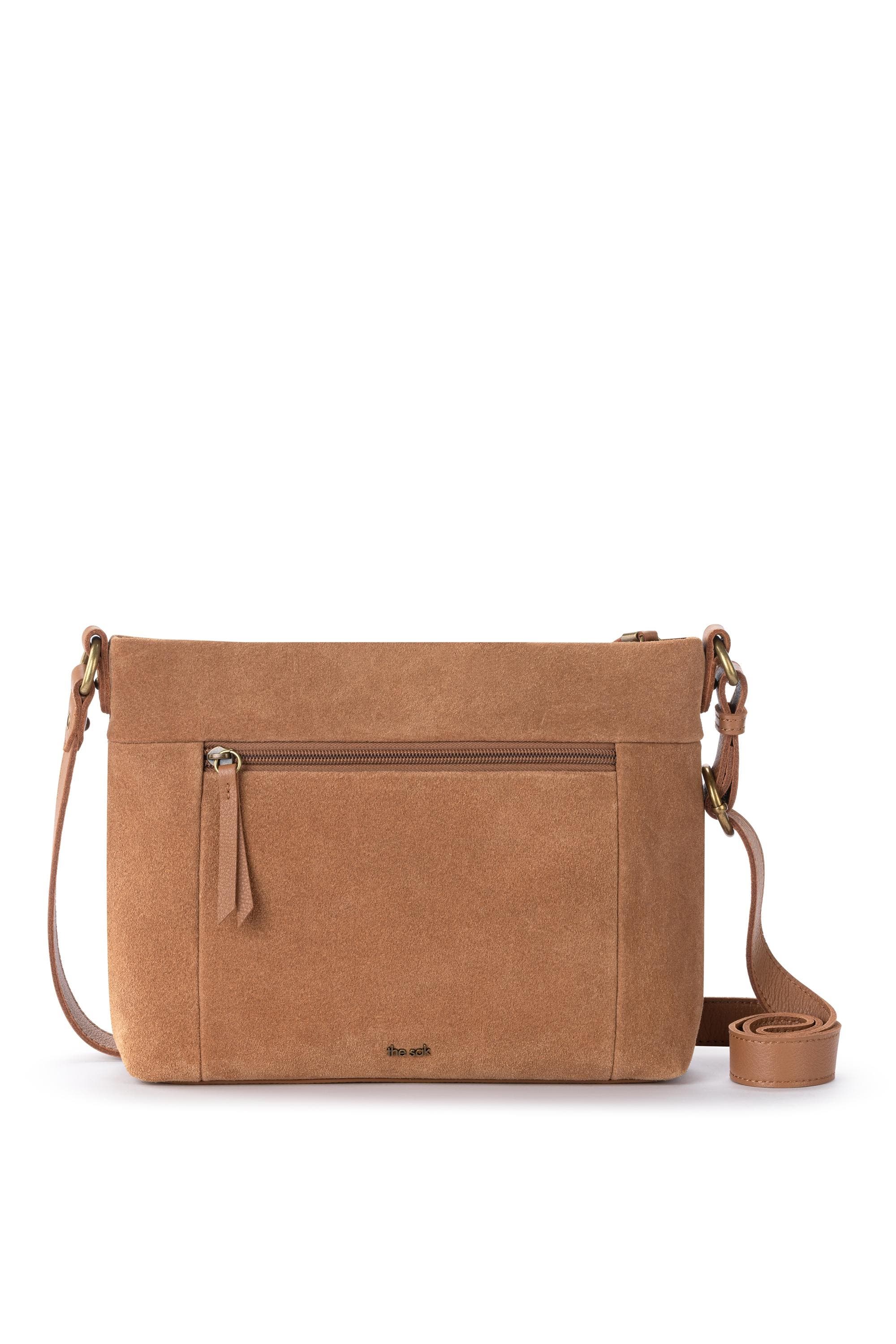 Melrose Crossbody Leather Bag, Alternate, color, Tan Suede Whimsy Floral