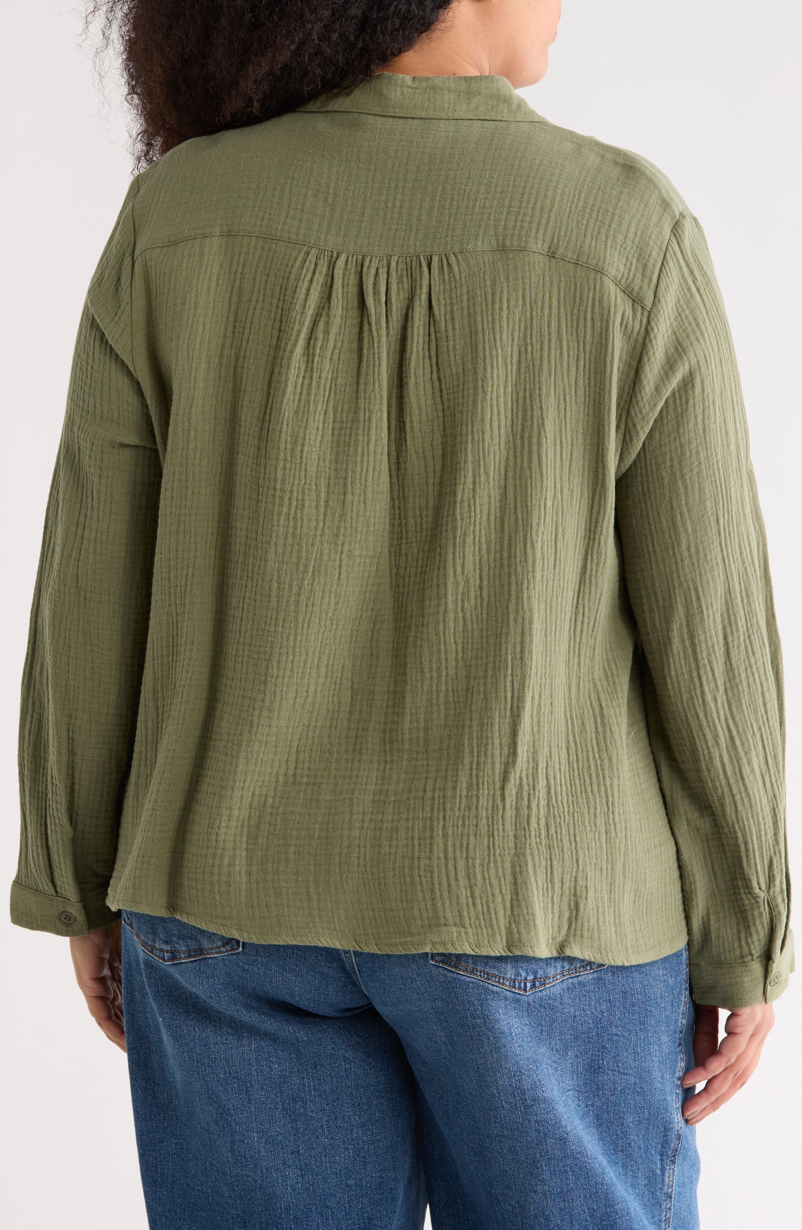 Pintuck Cotton Button-Up Shirt - image 4