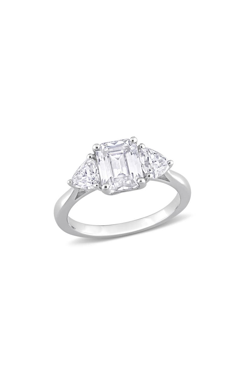 DELMAR Octagon Cut & Trilliant Cut Moissanite Ring, Main, color, White