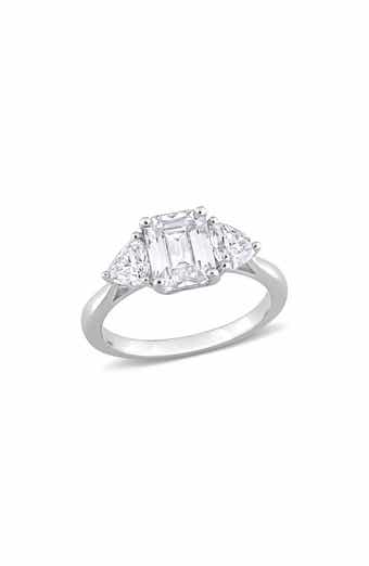 DELMAR Octagon Cut & Trilliant Cut Moissanite Ring
