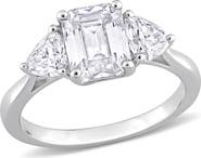 DELMAR Octagon Cut & Trilliant Cut Moissanite Ring