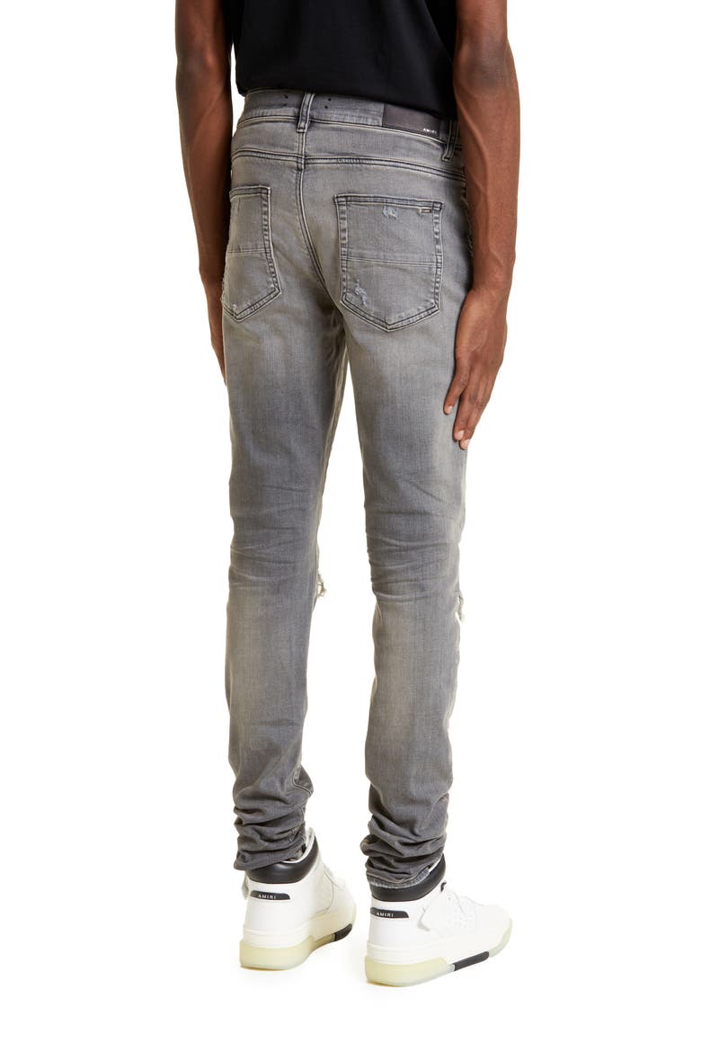 Men's MX1 Camouflage Ripped Patch Skinny Jeans, Alternate, color, GREY