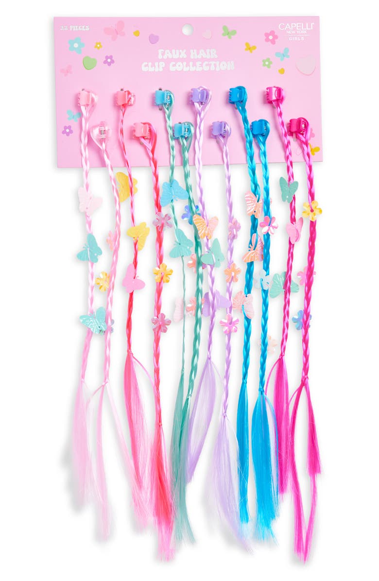 Capelli New York Kids' Assorted 12-Pack Braided Faux Hair Extensions, Main, color, 
