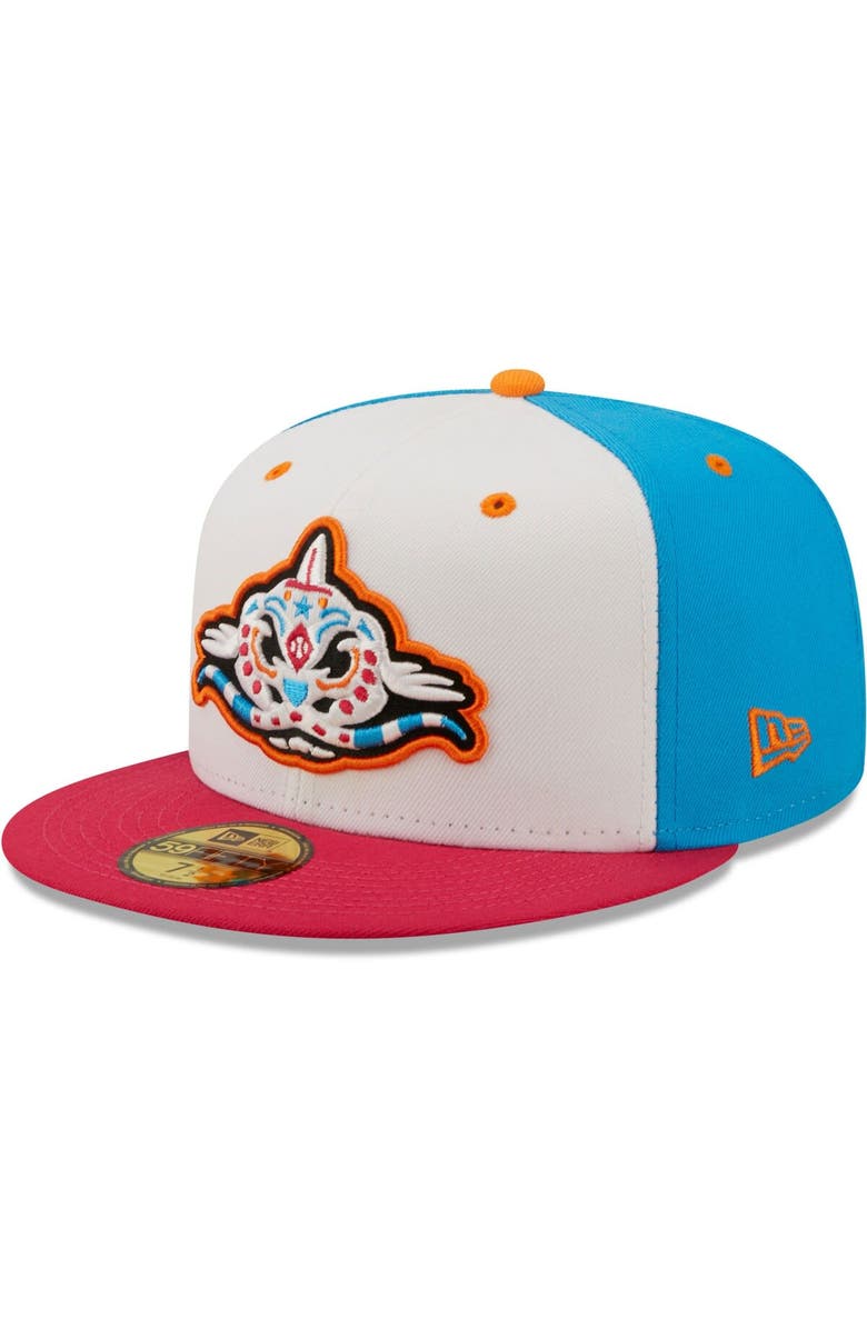 New Era Men's New Era White/Coral Pescados de Carolina Copa De La Diversion 59FIFTY Fitted Hat, Main, color, White