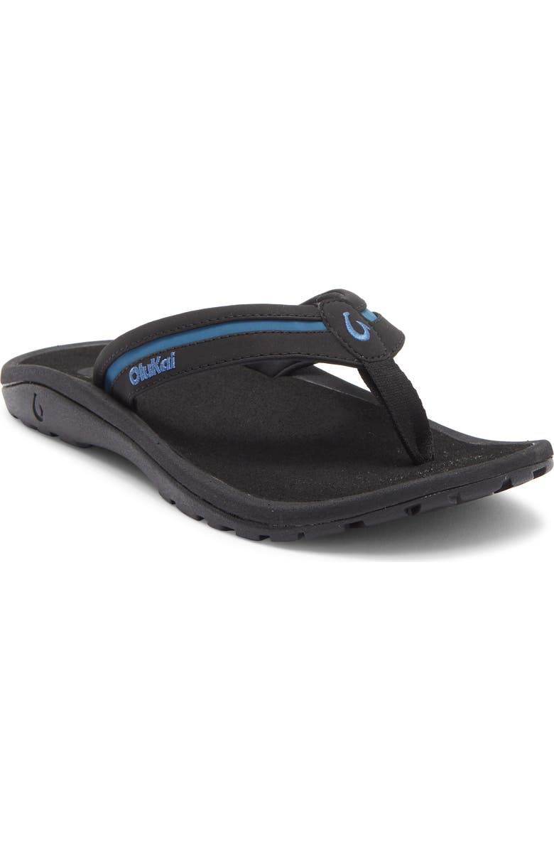 OluKai Ohana Plua Flip Flop, Main, color, Black / Slate Blue