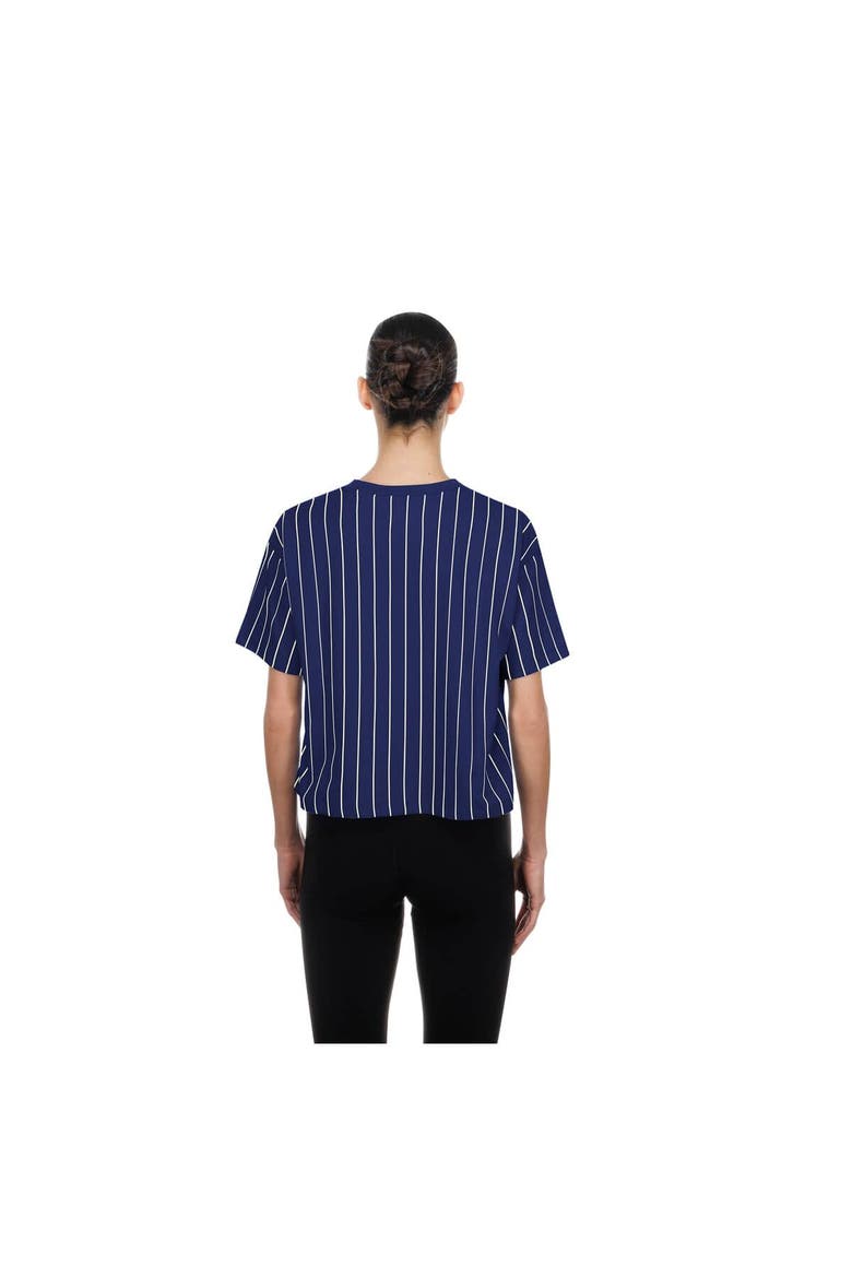 Women's New Era  Navy Los Angeles Dodgers City Connect Throwback Meshback Pinstripe Boxy T-Shirt, Alternate, color, Navy
