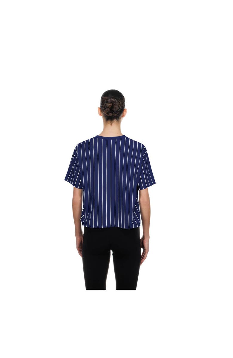 New Era Women's New Era  Navy Los Angeles Dodgers City Connect Throwback Meshback Pinstripe Boxy T-Shirt, Alternate, color, Navy
